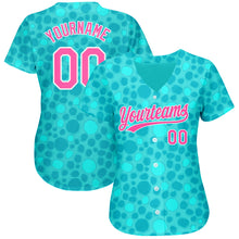 Laden Sie das Bild in den Galerie-Viewer, Custom Aqua Pink-White 3D Pattern Design Authentic Baseball Jersey
