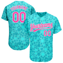 Laden Sie das Bild in den Galerie-Viewer, Custom Aqua Pink-White 3D Pattern Design Authentic Baseball Jersey
