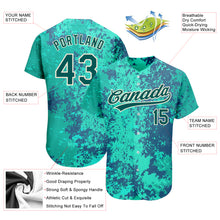 Загрузить изображение в средство просмотра галереи, Custom Teal Midnight Green-Cream 3D Pattern Design Authentic Baseball Jersey
