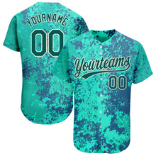 Загрузить изображение в средство просмотра галереи, Custom Teal Midnight Green-Cream 3D Pattern Design Authentic Baseball Jersey
