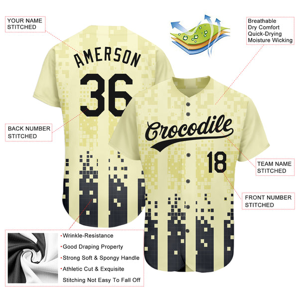 Custom Skull Fashion Baseball Jersey Camo Cream-Olive 3D Authentic