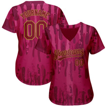 Загрузить изображение в средство просмотра галереи, Custom Crimson Crimson-Old Gold 3D Pattern Design Authentic Baseball Jersey
