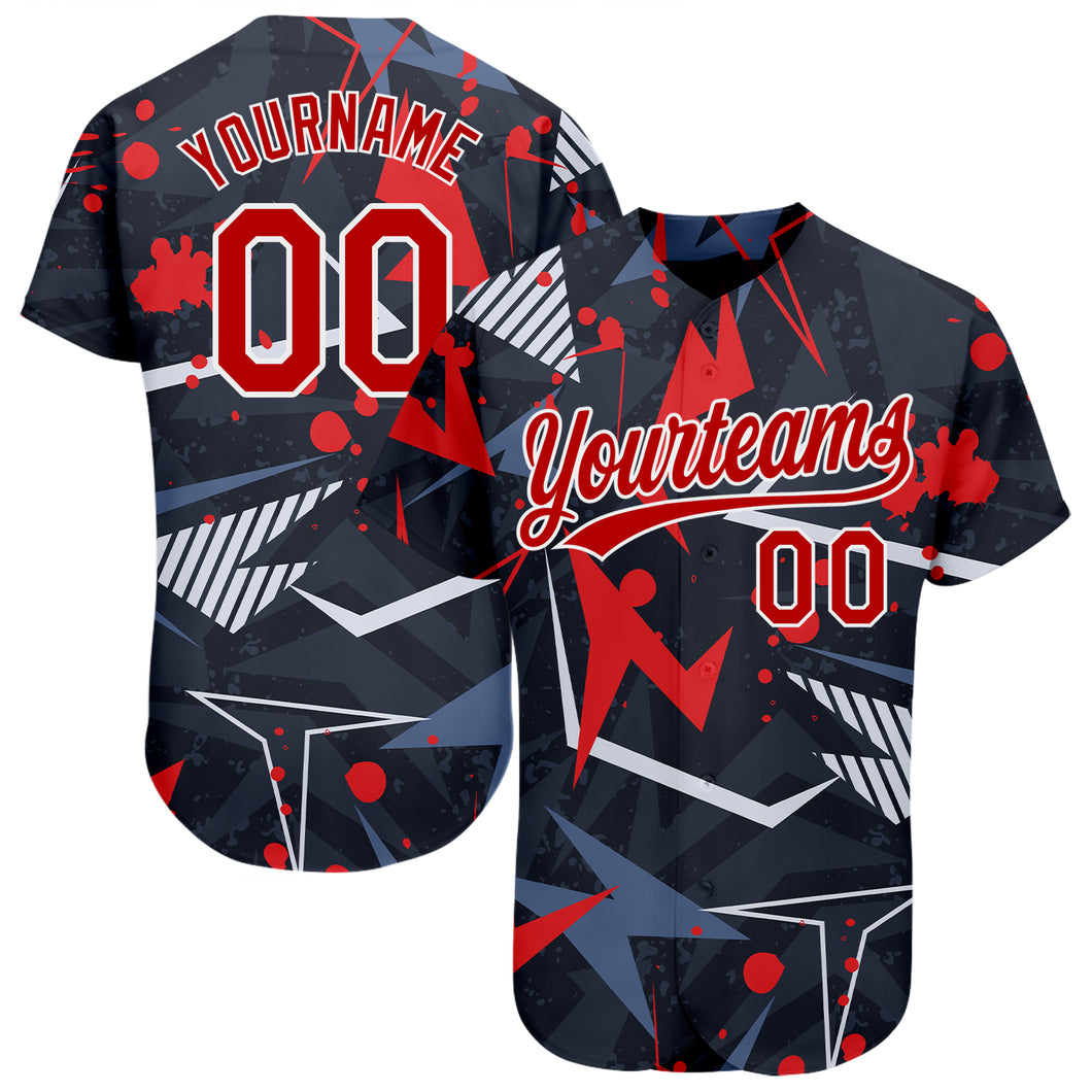 Red Stripe Sublimated Button Down Custom Baseball Jerseys