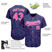 Laden Sie das Bild in den Galerie-Viewer, Custom Navy Pink-White 3D Pattern Design Authentic Baseball Jersey
