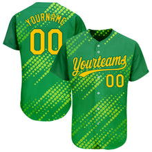 Charger l&#39;image dans la galerie, Custom Neon Green Gold-Kelly Green 3D Pattern Design Authentic Baseball Jersey
