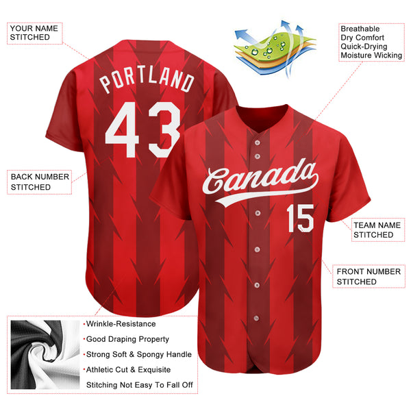 Cheap Custom Red White 3D Pattern Design Authentic Baseball Jersey