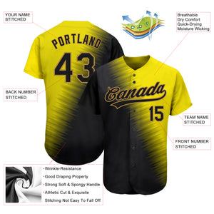 Custom Gold Black-Old Gold 3D Pattern Design Authentic Baseball Jersey