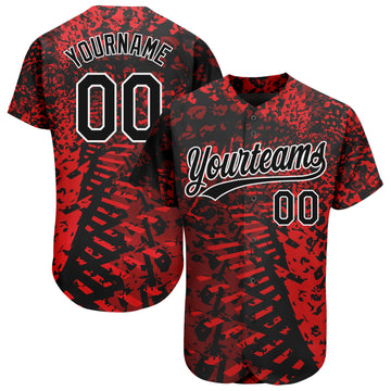 Cheap Custom Black Red-White 3D Pattern Design Authentic Baseball