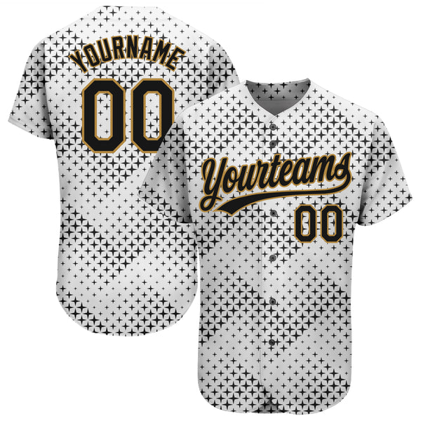 Custom Gray Gold-Black 3D Pattern Design Authentic Baseball Jersey