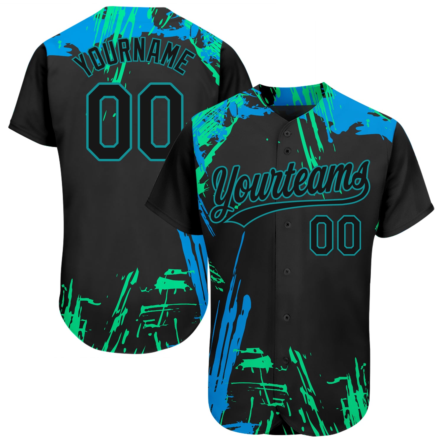 Cheap Custom Black Black Teal-Light Blue 3D Pattern Design Authentic Baseball  Jersey Free Shipping – CustomJerseysPro