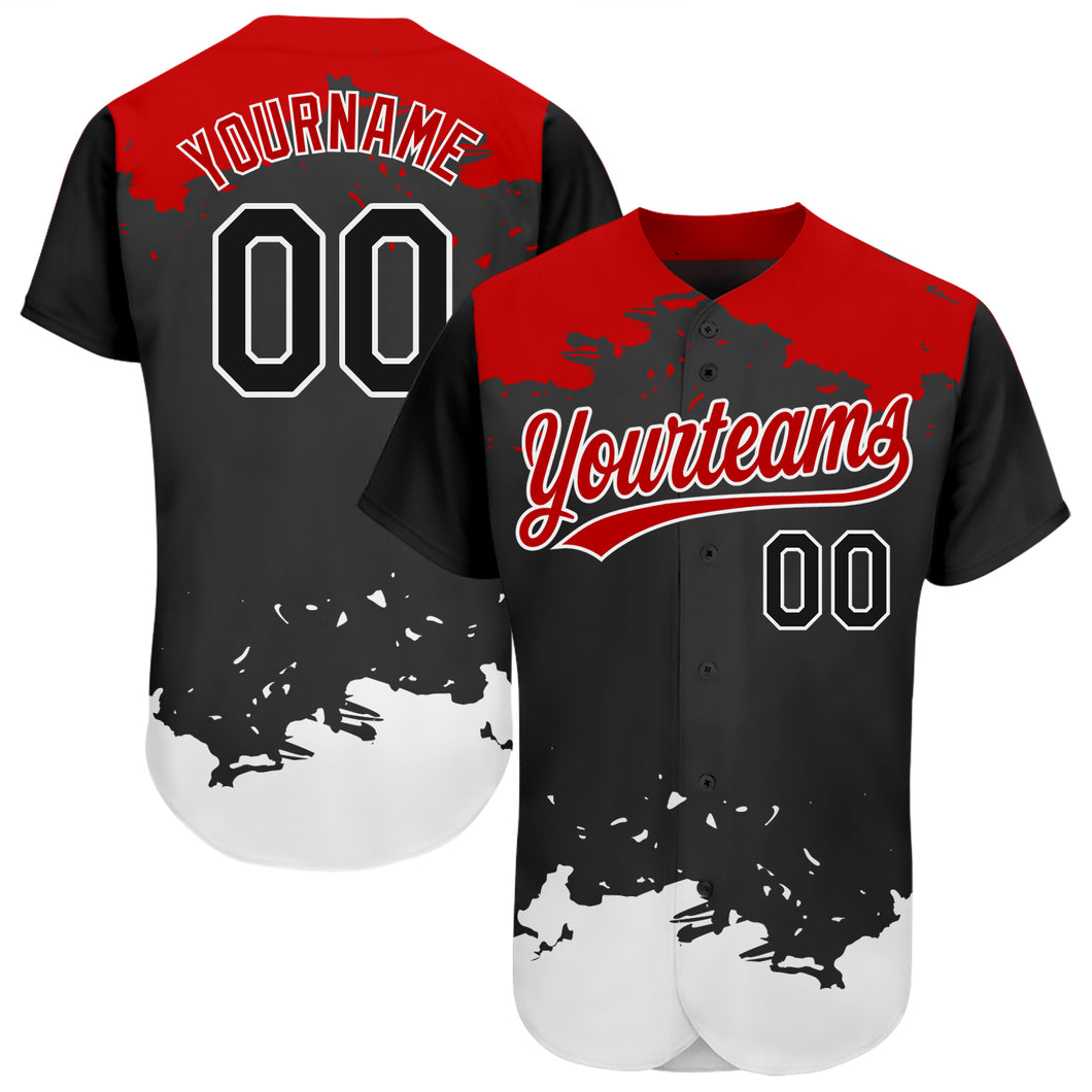 Red Stripe Sublimated Button Down Custom Baseball Jerseys