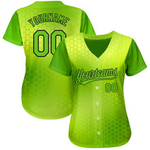 Charger l&#39;image dans la galerie, Custom Neon Green Neon Green-Black 3D Pattern Design Authentic Baseball Jersey
