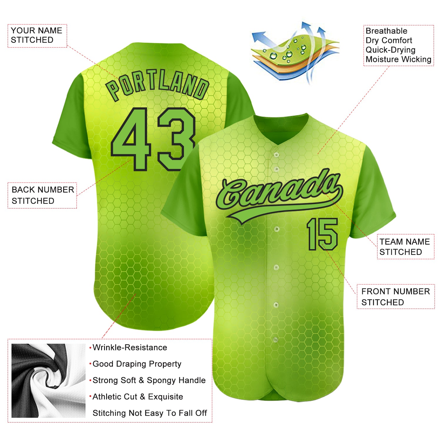 Custom Neon Green Black-White Authentic Drift Fashion Baseball Jersey Preschool Size:M