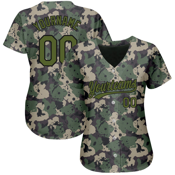 Custom Camo Green-Gold Authentic Salute To Service Baseball Jersey –  CustomJerseysPro