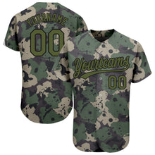 Charger l&#39;image dans la galerie, Custom Camo Olive-Black 3D Pattern Design Authentic Salute To Service Baseball Jersey
