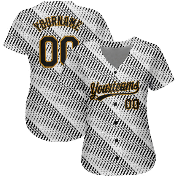 Cheap Custom White Black-Old Gold 3D Pattern Design Authentic Baseball  Jersey Free Shipping – CustomJerseysPro