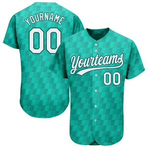 Custom Kelly Green White-Black 3D Pattern Design Authentic Baseball Jersey