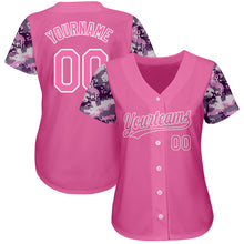 Charger l&#39;image dans la galerie, Custom Pink Pink-Camo 3D Pattern Design Authentic Baseball Jersey
