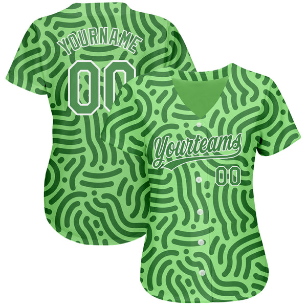 Cheap Custom Black Neon Green-White 3D Pattern Design Authentic Baseball  Jersey Free Shipping – CustomJerseysPro