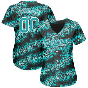 Custom Teal Teal-Black 3D Pattern Design Authentic Baseball Jersey