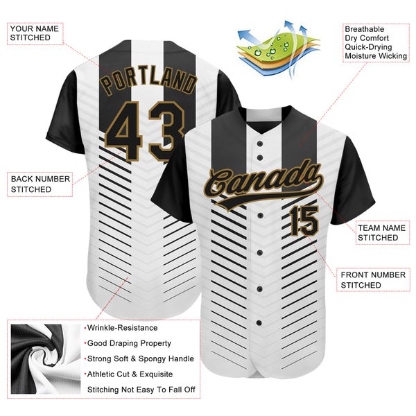 Cheap Custom White Black-Old Gold 3D Pattern Design Authentic Baseball  Jersey Free Shipping – CustomJerseysPro