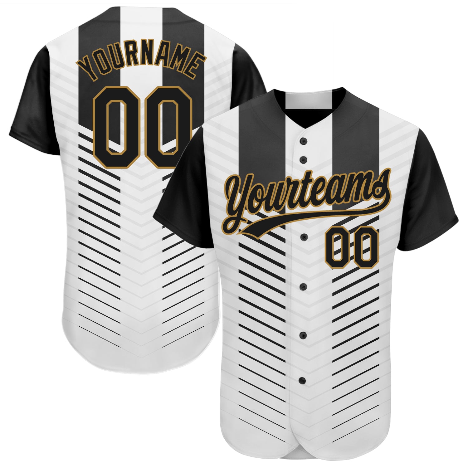 Custom Black Black-Old Gold Authentic Baseball Jersey