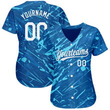 Laden Sie das Bild in den Galerie-Viewer, Custom Royal White-Light Blue 3D Pattern Design Authentic Baseball Jersey
