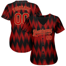 Загрузить изображение в средство просмотра галереи, Custom Red Red Old Gold-Black 3D Pattern Design Authentic Baseball Jersey
