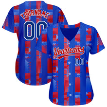 Загрузить изображение в средство просмотра галереи, Custom Royal Royal-Red 3D Pattern Design Authentic Baseball Jersey
