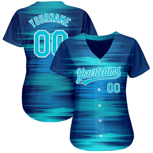 Custom Royal Lakes Blue-White 3D Pattern Design Authentic Baseball Jersey