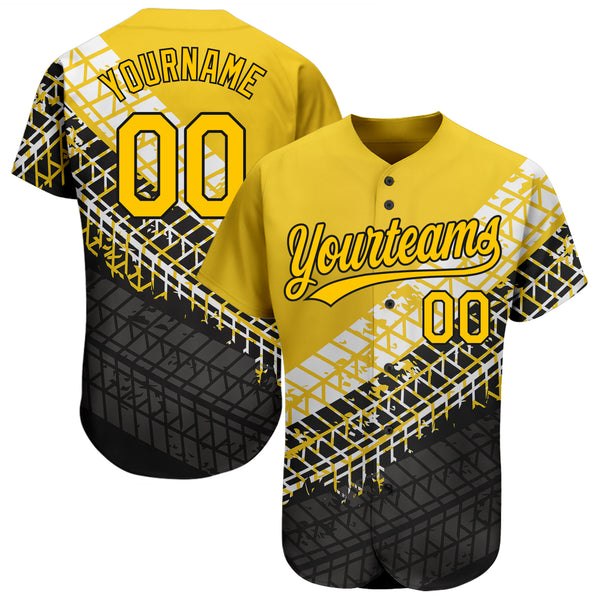 Custom Black Red-Old Gold Authentic Gradient Fashion Baseball Jersey