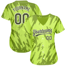 Laden Sie das Bild in den Galerie-Viewer, Custom Neon Green Olive-White 3D Pattern Design Authentic Baseball Jersey
