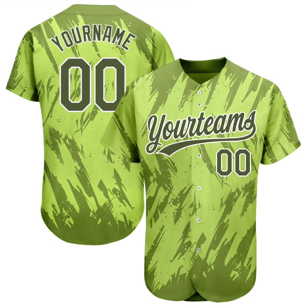 Cheap Custom Neon Green Olive-White 3D Pattern Design Authentic Baseball  Jersey Free Shipping – CustomJerseysPro