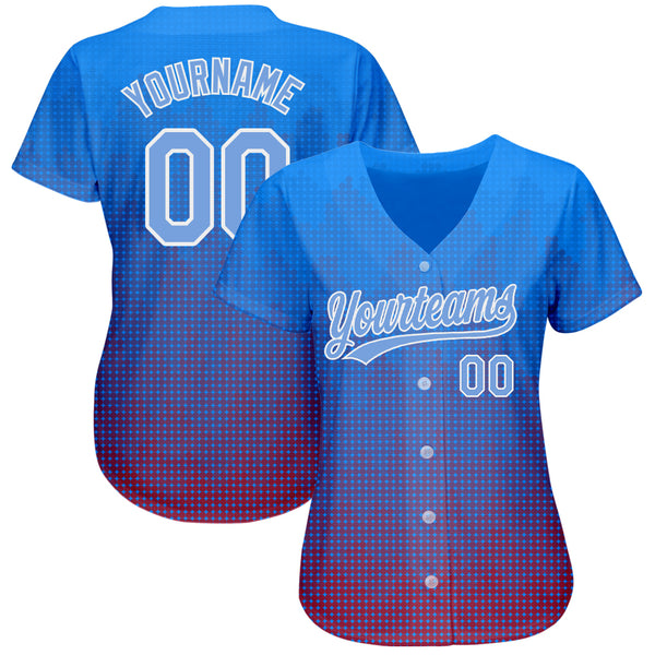 Custom Royal Light Blue-Red Authentic Baseball Jersey Youth Size:S