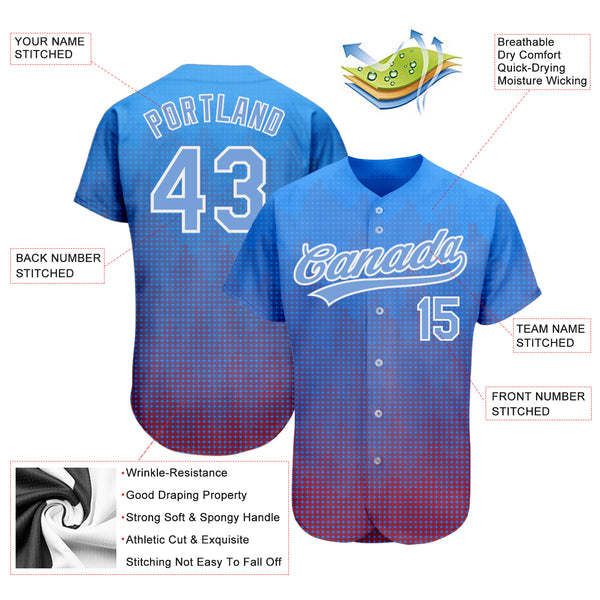 Custom Royal Light Blue-Red Authentic Baseball Jersey Youth Size:S