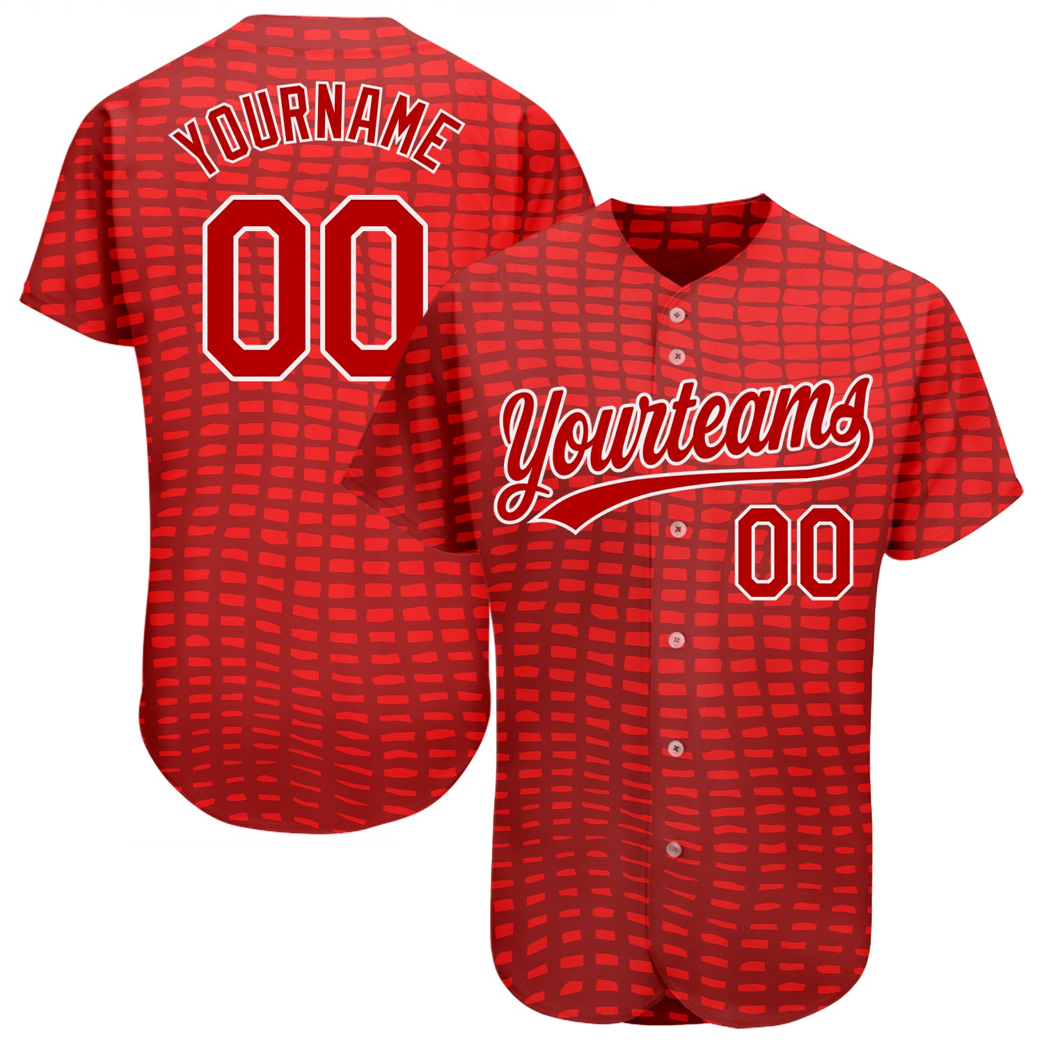 Cheap Custom Red White 3D Pattern Design Authentic Baseball Jersey