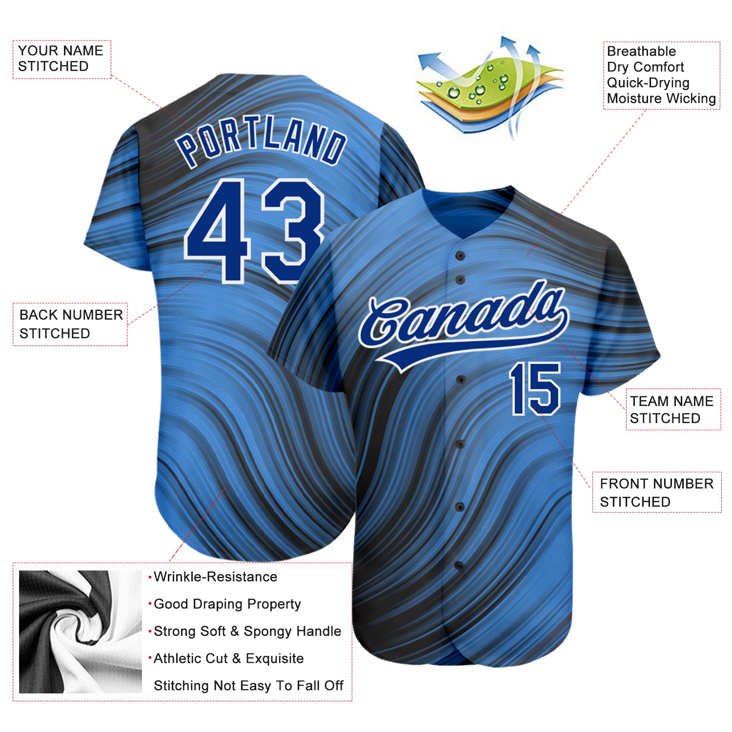 Cheap Custom Light Blue Royal-Black 3D Pattern Design Authentic Baseball  Jersey Free Shipping – CustomJerseysPro