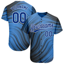 Load image into Gallery viewer, Custom Light Blue Royal-Black 3D Pattern Design Authentic Baseball Jersey
