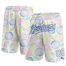 Load image into Gallery viewer, Custom White Royal 3D Pattern Sea Shells Authentic Basketball Shorts
