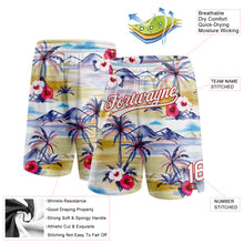 Load image into Gallery viewer, Custom White Red 3D Pattern Tropical Hawaii Palm Trees Authentic Basketball Shorts
