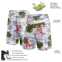 Load image into Gallery viewer, Custom White Kelly Green-Orange 3D Pattern Tropical Beach Hawaii Palm Trees Authentic Basketball Shorts
