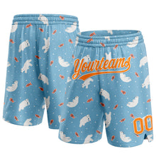 Charger l&#39;image dans la galerie, Custom Light Blue Bay Orange-White 3D Pattern Polar Bear And Fish Authentic Basketball Shorts
