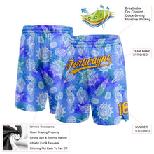 Charger l&#39;image dans la galerie, Custom Royal Yellow-Purple 3D Pattern Conch And Seahorse Authentic Basketball Shorts
