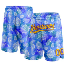 Charger l&#39;image dans la galerie, Custom Royal Yellow-Purple 3D Pattern Conch And Seahorse Authentic Basketball Shorts
