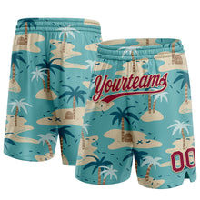 Загрузить изображение в средство просмотра галереи, Custom Panther Blue Maroon-City Cream 3D Pattern Beach Hawaii Palm Trees Authentic Basketball Shorts
