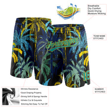 Charger l&#39;image dans la galerie, Custom Black Teal-Yellow 3D Pattern Hawaii Palm Trees Authentic Basketball Shorts
