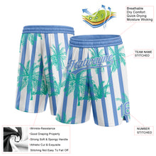 Загрузить изображение в средство просмотра галереи, Custom White Light Blue 3D Pattern Hawaii Palm Trees Argentina Authentic Basketball Shorts
