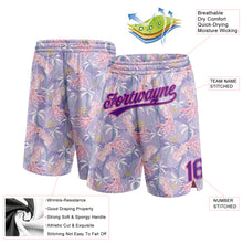 Load image into Gallery viewer, Custom Light Pink Purple-Pink 3D Pattern Hawaii Palm Trees And Squid Authentic Basketball Shorts
