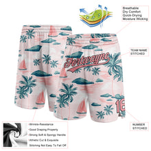 Load image into Gallery viewer, Custom Light Pink Medium Pink-Black 3D Pattern Hawaii Palm Trees And Island Authentic Basketball Shorts
