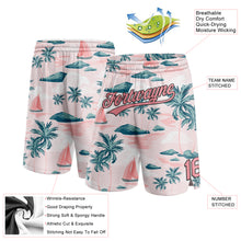 Charger l&#39;image dans la galerie, Custom Light Pink Medium Pink-Black 3D Pattern Hawaii Palm Trees And Island Authentic Basketball Shorts
